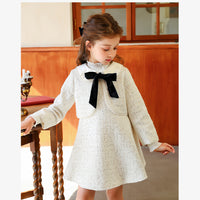 Load image into Gallery viewer, 2 Pieces Set Kid Big Kid Girls Solid Color Dresses And Bow Jackets Outwears Wholesale 220505212
