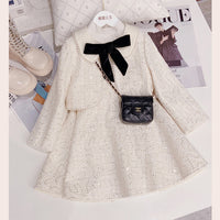 Load image into Gallery viewer, 2 Pieces Set Kid Big Kid Girls Solid Color Dresses And Bow Jackets Outwears Wholesale 220505212
