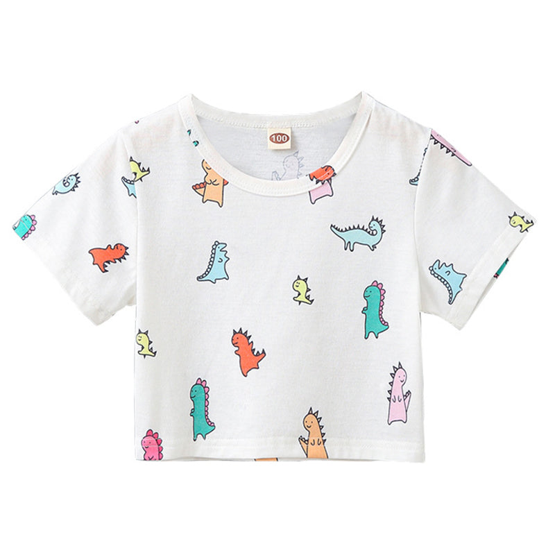 Baby Kid Girls Dinosaur Print T-Shirts Wholesale 220505213