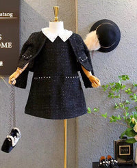 Load image into Gallery viewer, 2 Pieces Set Kid Big Kid Girls Solid Color Dresses And Jackets Outwears Wholesale 220505218
