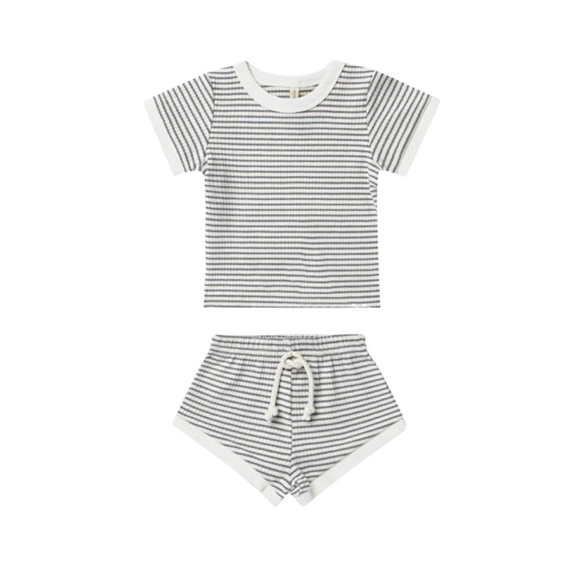 2 Pieces Set Baby Unisex Solid Color Color-blocking T-Shirts And Shorts Wholesale 220505293