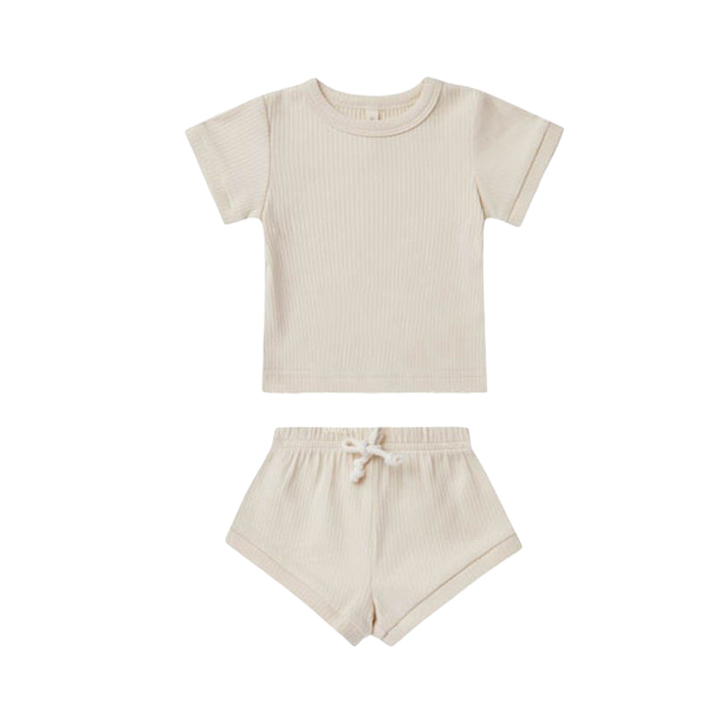 2 Pieces Set Baby Unisex Solid Color Color-blocking T-Shirts And Shorts Wholesale 220505293