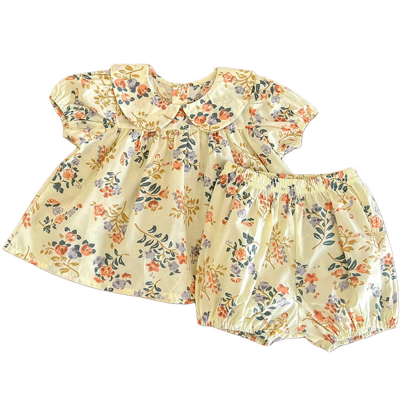 2 Pieces Set Baby Girls Flower T-Shirts And Shorts Wholesale 220505386