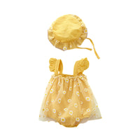 Load image into Gallery viewer, Baby Girls Flower Print Rompers And Hats Wholesale 220505521
