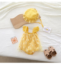 Load image into Gallery viewer, Baby Girls Flower Print Rompers And Hats Wholesale 220505521
