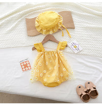 Load image into Gallery viewer, Baby Girls Flower Print Rompers And Hats Wholesale 220505521
