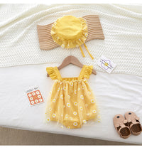 Load image into Gallery viewer, Baby Girls Flower Print Rompers And Hats Wholesale 220505521
