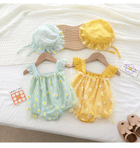 Load image into Gallery viewer, Baby Girls Flower Print Rompers And Hats Wholesale 220505521
