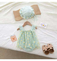 Load image into Gallery viewer, Baby Girls Flower Print Rompers And Hats Wholesale 220505521
