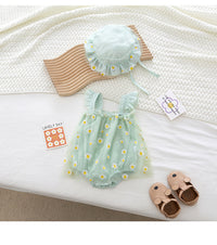 Load image into Gallery viewer, Baby Girls Flower Print Rompers And Hats Wholesale 220505521
