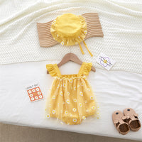 Load image into Gallery viewer, Baby Girls Flower Print Rompers And Hats Wholesale 220505521
