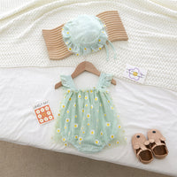 Load image into Gallery viewer, Baby Girls Flower Print Rompers And Hats Wholesale 220505521
