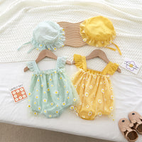 Load image into Gallery viewer, Baby Girls Flower Print Rompers And Hats Wholesale 220505521
