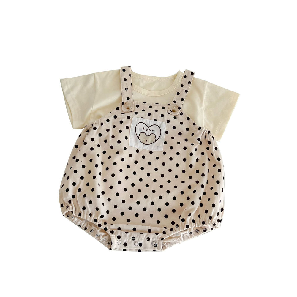 2 Pieces Set Baby Kid Unisex Solid Color T-Shirts And Polka dots Rompers Wholesale 220505572