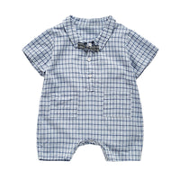 Load image into Gallery viewer, Baby Boys Checked Bow Rompers Wholesale 22050581
