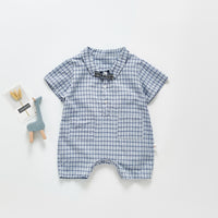 Load image into Gallery viewer, Baby Boys Checked Bow Rompers Wholesale 22050581
