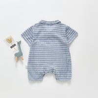 Load image into Gallery viewer, Baby Boys Checked Bow Rompers Wholesale 22050581
