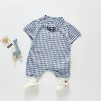 Load image into Gallery viewer, Baby Boys Checked Bow Rompers Wholesale 22050581
