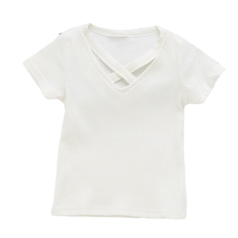 Baby Kid Girls Solid Color T-Shirts Wholesale 22051003