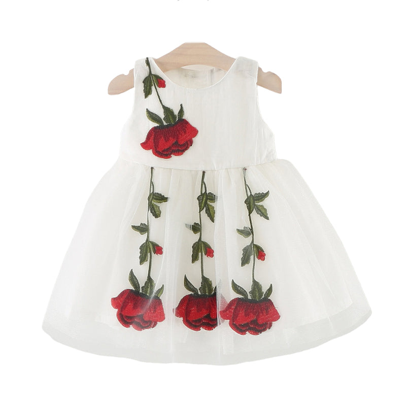 Baby Kid Girls Solid Color Flower Dresses Wholesale 22051009