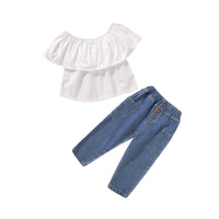 Load image into Gallery viewer, 2 Pieces Set Baby Kid Girls Solid Color Tops And Pants Wholesale 220510100
