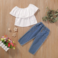 Load image into Gallery viewer, 2 Pieces Set Baby Kid Girls Solid Color Tops And Pants Wholesale 220510100
