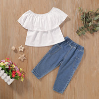Load image into Gallery viewer, 2 Pieces Set Baby Kid Girls Solid Color Tops And Pants Wholesale 220510100
