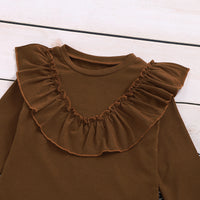 Load image into Gallery viewer, 2 Pieces Set Baby Kid Girls Solid Color Tops And Leopard Pants Wholesale 220510104
