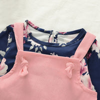 Load image into Gallery viewer, 2 Pieces Set Baby Kid Girls Flower Print Tops And Solid Color Dresses Wholesale 220510105
