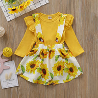 Load image into Gallery viewer, 2 Pieces Set Baby Girls Solid Color Print Rompers And Flower Skirts Wholesale 220510107
