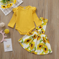 Load image into Gallery viewer, 2 Pieces Set Baby Girls Solid Color Print Rompers And Flower Skirts Wholesale 220510107

