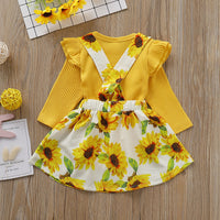 Load image into Gallery viewer, 2 Pieces Set Baby Girls Solid Color Print Rompers And Flower Skirts Wholesale 220510107
