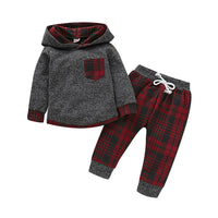 Load image into Gallery viewer, 2 Pieces Set Baby Kid Girls Checked Hoodies Swearshirts And Pants Wholesale 220510109
