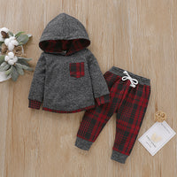 Load image into Gallery viewer, 2 Pieces Set Baby Kid Girls Checked Hoodies Swearshirts And Pants Wholesale 220510109
