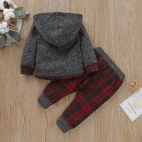 Load image into Gallery viewer, 2 Pieces Set Baby Kid Girls Checked Hoodies Swearshirts And Pants Wholesale 220510109
