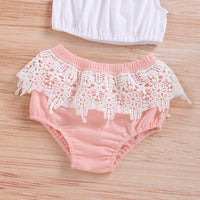 Load image into Gallery viewer, 3 Pieces Set Baby Girls Solid Color Tops And Shorts And Headwear Wholesale 220510110
