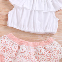 Load image into Gallery viewer, 3 Pieces Set Baby Girls Solid Color Tops And Shorts And Headwear Wholesale 220510110
