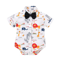 Load image into Gallery viewer, Baby Boys Letters Animals Bow Print Rompers Wholesale 220510111
