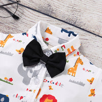 Load image into Gallery viewer, Baby Boys Letters Animals Bow Print Rompers Wholesale 220510111
