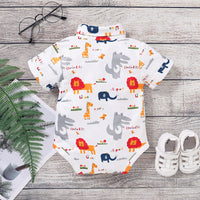 Load image into Gallery viewer, Baby Boys Letters Animals Bow Print Rompers Wholesale 220510111

