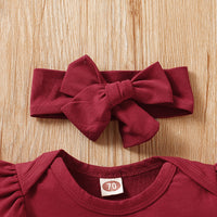 Load image into Gallery viewer, 3 Pieces Set Baby Girls Letters Print Rompers And Flower Shorts And Bow Headwear Wholesale 220510113

