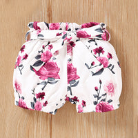 Load image into Gallery viewer, 3 Pieces Set Baby Girls Letters Print Rompers And Flower Shorts And Bow Headwear Wholesale 220510113
