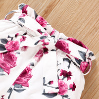 Load image into Gallery viewer, 3 Pieces Set Baby Girls Letters Print Rompers And Flower Shorts And Bow Headwear Wholesale 220510113
