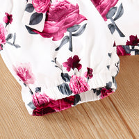 Load image into Gallery viewer, 3 Pieces Set Baby Girls Letters Print Rompers And Flower Shorts And Bow Headwear Wholesale 220510113
