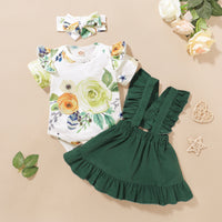Load image into Gallery viewer, 3 Pieces Set Baby Girls Flower Print Tops And Solid Color Skirts And Bow Headwear Wholesale 220510114
