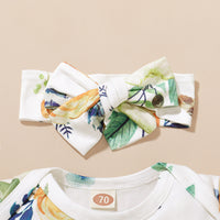 Load image into Gallery viewer, 3 Pieces Set Baby Girls Flower Print Tops And Solid Color Skirts And Bow Headwear Wholesale 220510114

