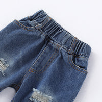 Load image into Gallery viewer, 2 Pieces Set Baby Kid Girls Flower Print Tops And Ripped Jeans Wholesale 220510115
