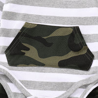 Load image into Gallery viewer, 2 Pieces Set Baby Boys Striped Print Rompers And Camo Pants Wholesale 220510116
