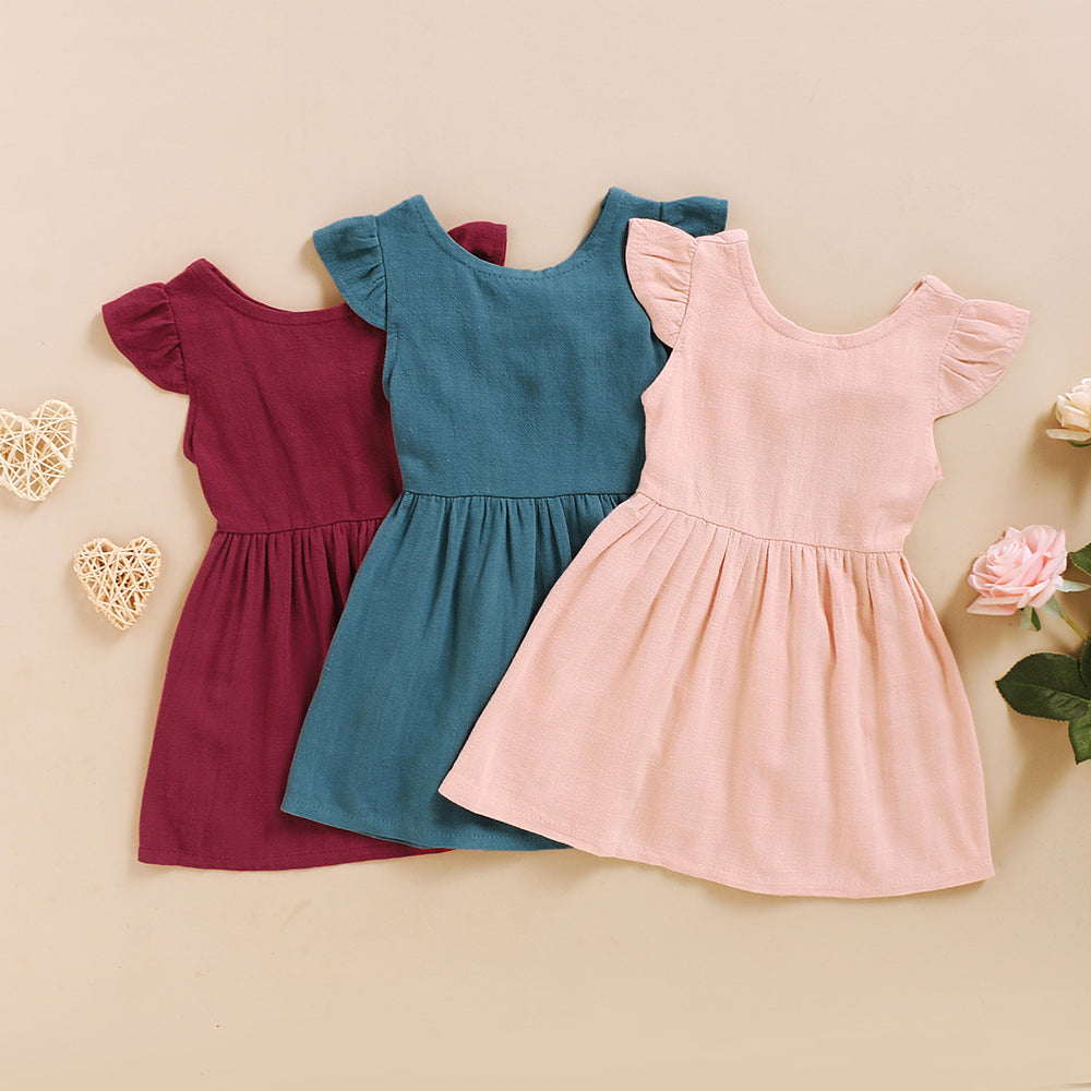 Baby Kid Girls Solid Color Dresses Wholesale 220510119