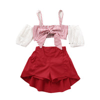 Load image into Gallery viewer, 2 Pieces Set Baby Kid Girls Solid Color Bow Tank Tops And Skirts Wholesale 220510121

